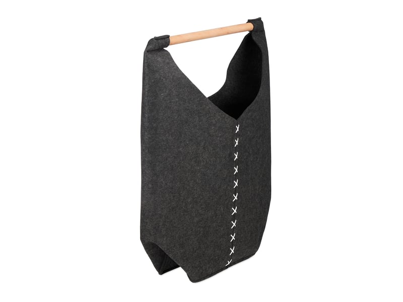  Panier à linge décoratif pliable facilement transportable 68 x 62 x 34,5 cm en feutre gris 13_0014001  - Conforama A
