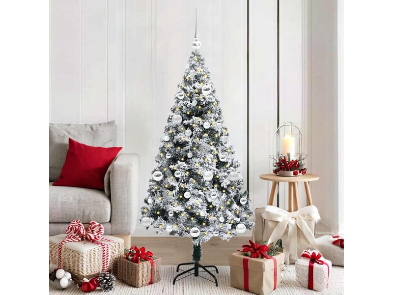 Sapin de noël artificiel, arbre de noël blanc 150 cm pvc, acier et plastique shl8121 - Conforama B