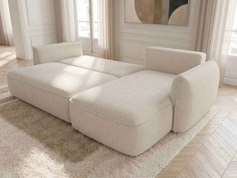 Bobochic canapé d'angle convertible réversible esmee tissu chenille blanc réversible ESMEE - Conforama D