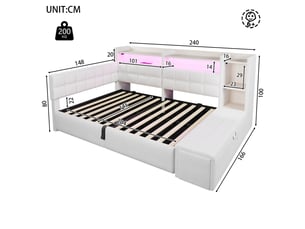 Lit banquette 140x200 cm <strong></strong>  <strong></strong> coloris blanc