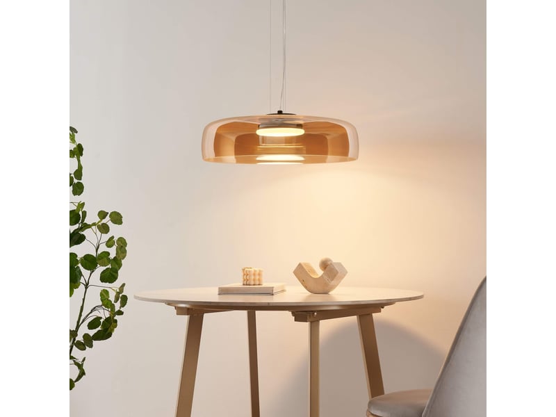  Suspension dôme en verre ambré et métal noir - riccardo Riccardo - Conforama B