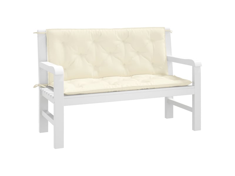  Lot de 2 coussins de banc de jardin, coussins d'assise blanc crème tissu oxford cf58635  - Conforama C