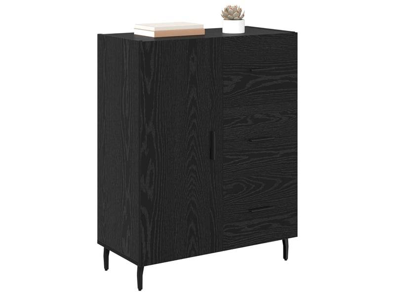  Buffet - bahut - meuble de rangement chêne noir 69,5 x 34 x 90 cm bois d'ingénierie et fer  - Conforama C