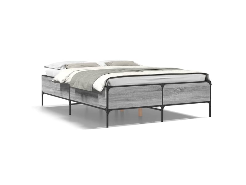  Lit double- lit adulte -  cadre de lit sans matelas sonoma gris 140x190 cm  - Conforama A