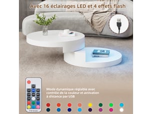 Table basse rond(e) coloris blanc - 70 cmx70 cm