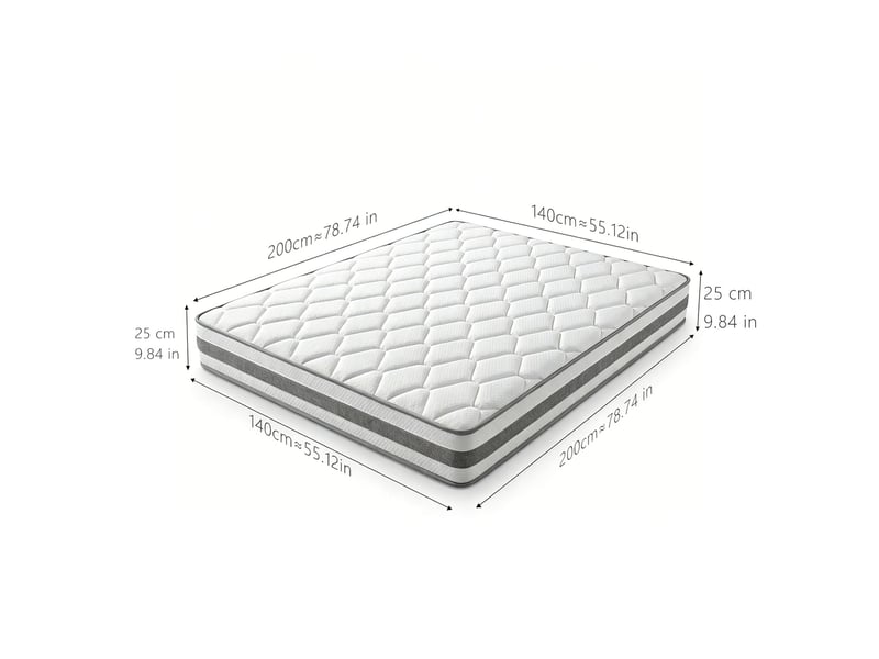  Matelas 140x200 cm h4, ressorts ensachés 25 cm, 7 zones, mousse confort, ergonomique, certifié oeko-tex  - Conforama C