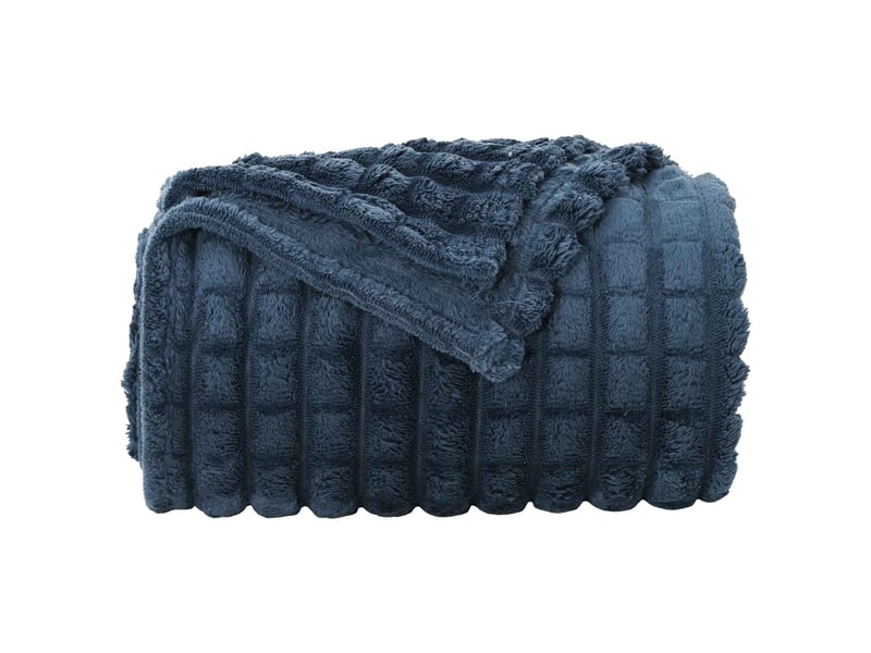 Couverture jetée de canapé bleu marine 150x130 cm 0.5 kg toison  - Conforama D