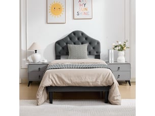 Lit simple 90x200 cm    coloris gris