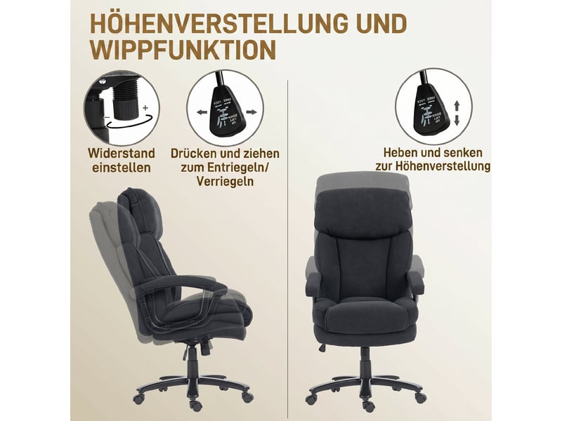  Fauteuil de bureau pivotant réglable jusqu'à 200 kg noir 68,5 x 79 x 125 cm  - Conforama E