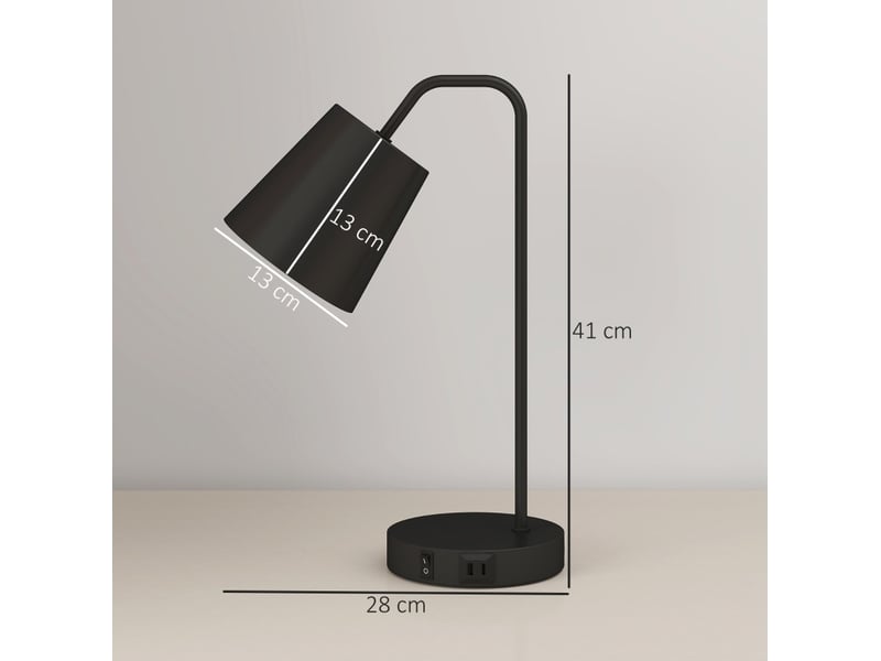 Lot de 2 lampes de table 28x15x41 cm avec ports usb-a et usb-c métal noir  - Conforama E