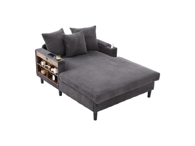  Fauteuil de salon, fauteuil lounge – avec méridienne, porte-gobelets, avec rangement, éclairage led, port usb, poches latérales  - Conforama B