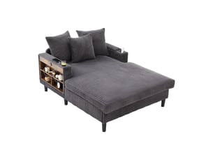 Fauteuil de salon, fauteuil lounge – avec méridienne, porte-gobelets, avec rangement, éclairage led, port usb, poches latérales