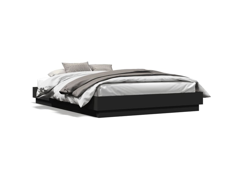  Lit double- lit adulte -  cadre de lit avec led sans matelas noir 150x200 cm  - Conforama D