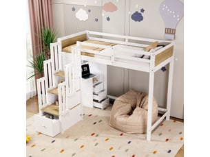 Lit mezzanine 90x200 cm DZMDIP coloris blanc