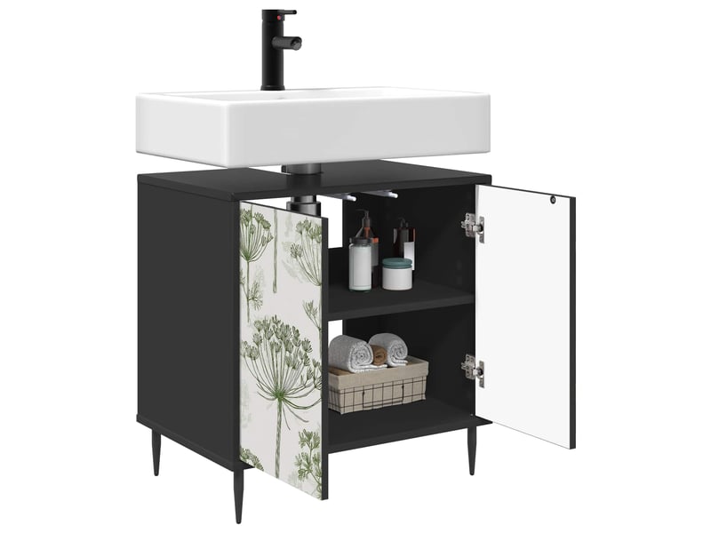  Armoire de salle de bain, meuble de rangement gotha chêne noir 60x40x61 cm  - Conforama C