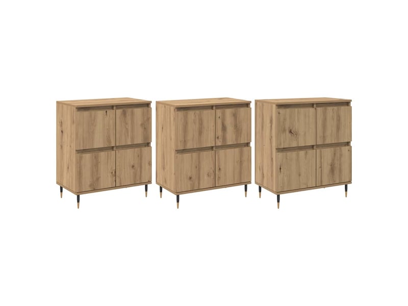  Lot de 3 armoires de rangement moderne 60 x 35 x 70 cm avec grand espace de stockage chic en bois chêne artisanal 02_0056038  - Conforama A