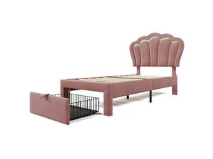 Lit avec rangement 90x190 cm <strong>KORFEE</strong>  <strong></strong> coloris rose