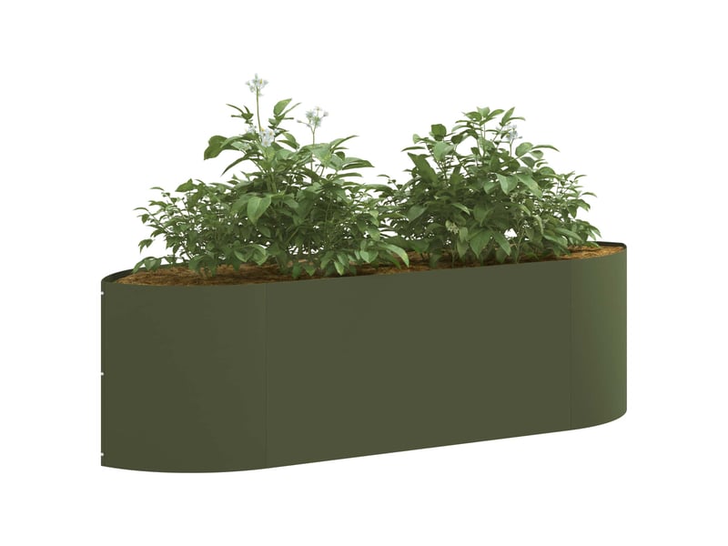  Jardinière - jardin surélevé vert olive 140 x 40 x 40 cm acier  - Conforama C