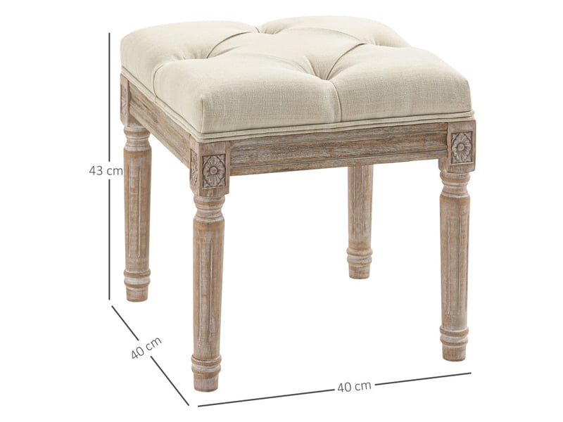  Pouf melou repose-pieds capitonné baroque beige  - Conforama C