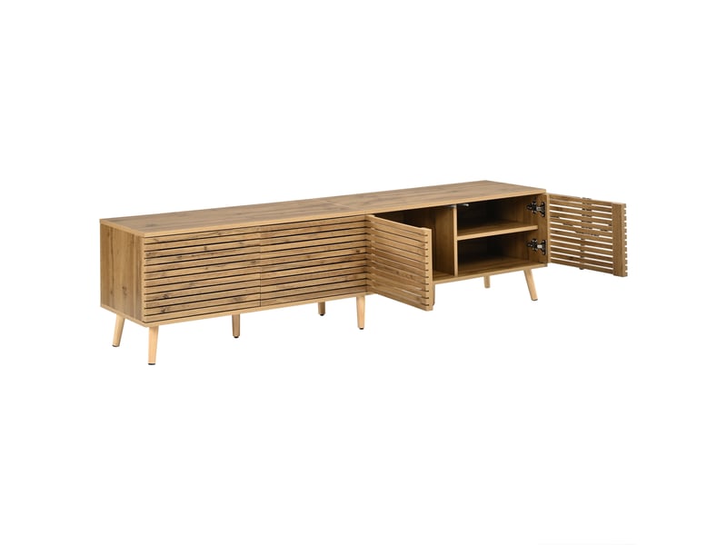  Meuble tv 4 portes 6 compartiments en mdf et panneau de particules 180x40x46 cm N625P480033034E - Conforama B