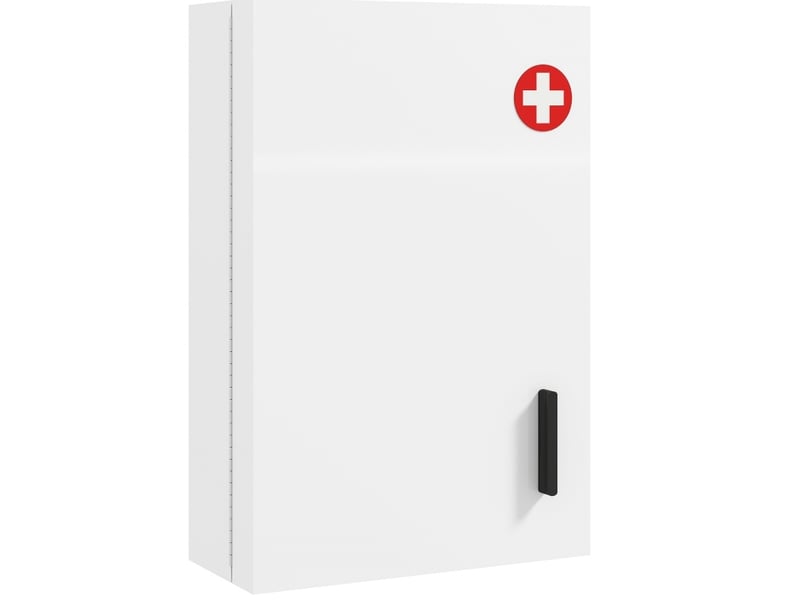  Armoire à pharmacie murale 40x18x60 cm – blanche – 6 compartiments verrouillables pour salle de bain  - Conforama A