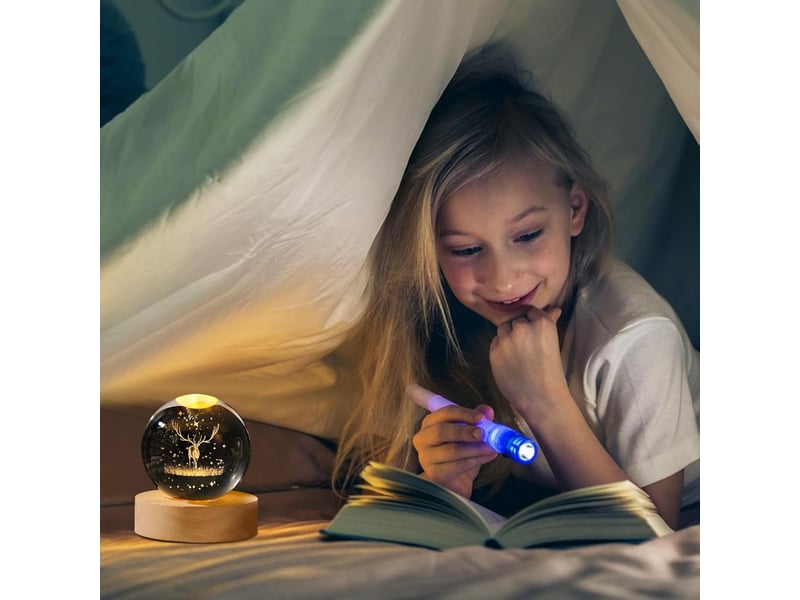  Décoration de noël veilleuse en cristal gravure laser 3d wapiti  - Conforama E