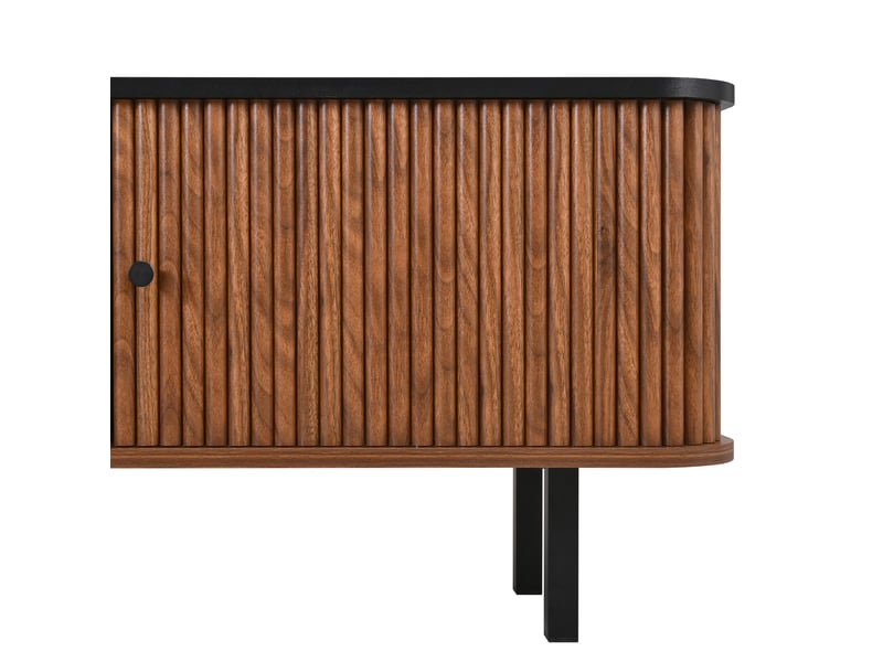  Meuble tv noyer 190 cm avec portes coulissantes et grillagées, meuble tv bas salon design moderne  - Conforama W