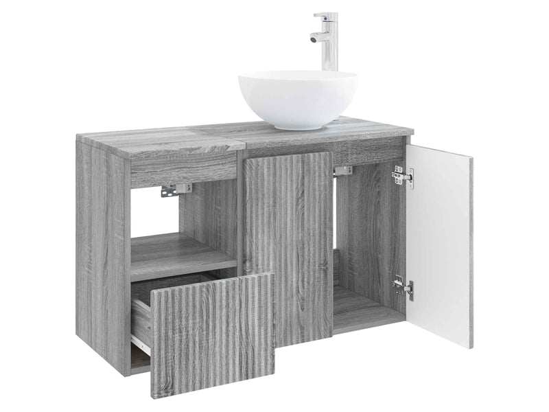  Ensemble de mobilier de salle de bain 2 pc sonoma gris cf64192  - Conforama D