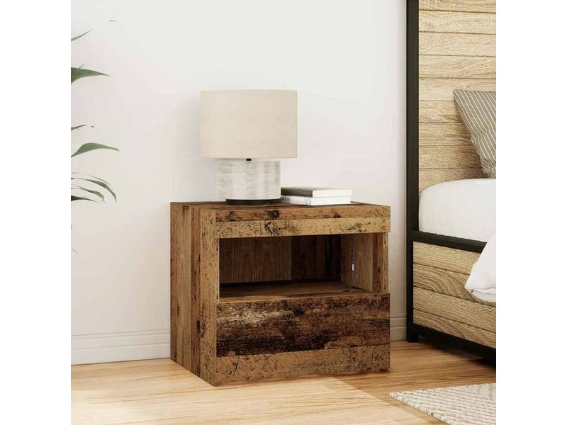  Table de chevet - cabinet de chevet - table de nuit 2 pièces bois ancien 50 x 40 x 45 cm  - Conforama C