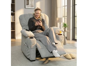 Fauteuil relax electrique avec fonction repose-pieds, télécommande, porte-boissons, 2 positions mémoire pour salon, gris