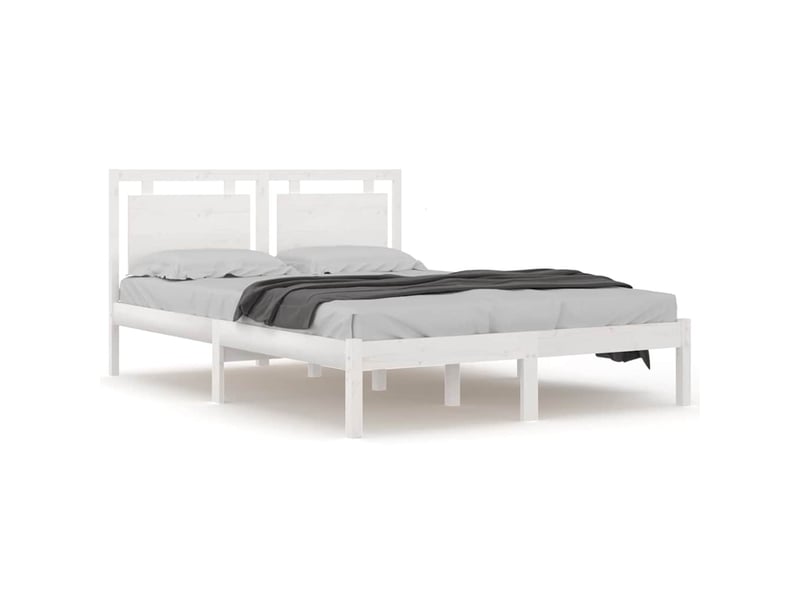  Lit double- lit adulte -  cadre de lit sans matelas blanc 120x200 cm bois massif  - Conforama A