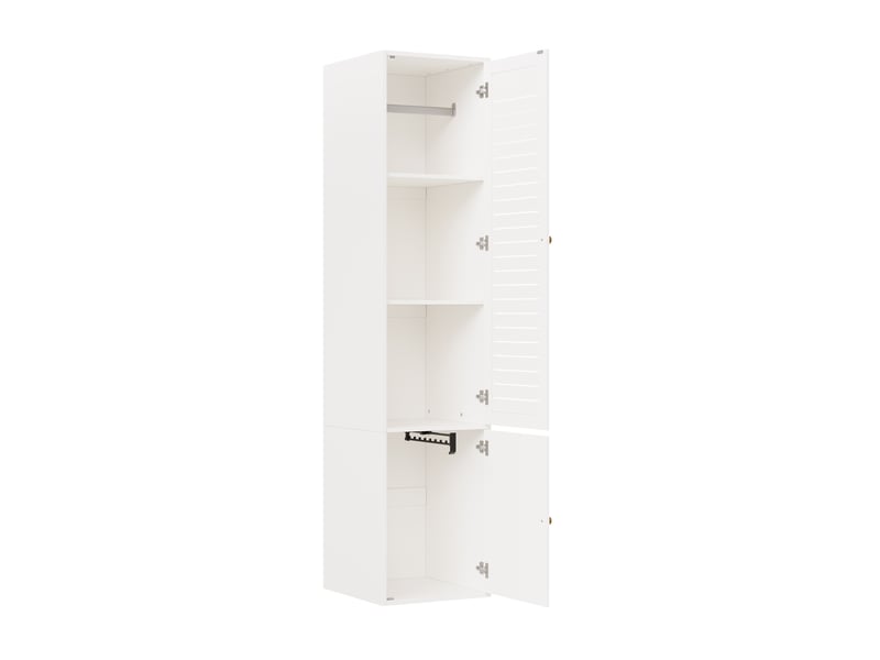  Armoire haute 2 portes avec penderie et 3 niches 45x50x200 cm blanche  - Conforama D