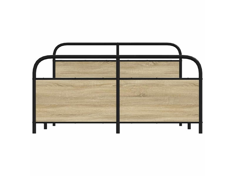  Lit double- lit adulte -  cadre de lit en métal sans matelas chêne sonoma 150x200 cm  - Conforama C