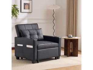Canapé droit convertible <strong>MODENVIE</strong> <strong></strong> 1 place Simili noir