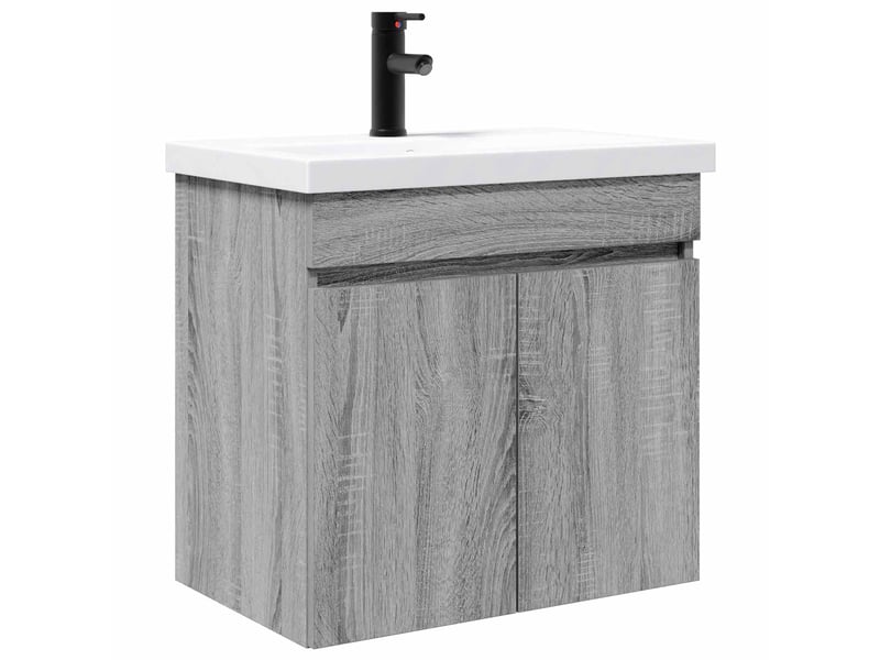 Meuble de rangement salle de bain avec robinet sonoma gris shl9704 - Conforama A