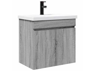 Meuble de rangement salle de bain avec robinet sonoma gris shl9704