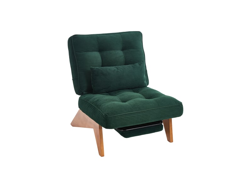 Fauteuils de salon - chaise longue avec repose-pieds, assise confortable en mousse et revêtement en velours côtelé, 127x73x90 cm - émeraude - Conforama A
