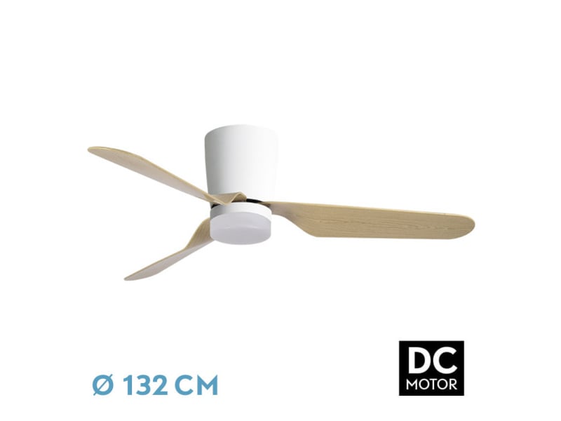  Ventilateur de plafond fabrilamp kochi dc blanchêtre 3 pales 132 cm 6 vitesses led 18 w télécommande 129191368 - Conforama A