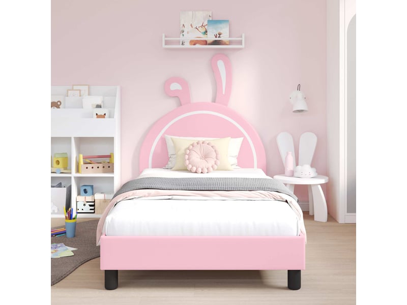 Cadre de lit pour enfants - lit jeune avec tête de lit rose 80 x 200 cm pu - Conforama C