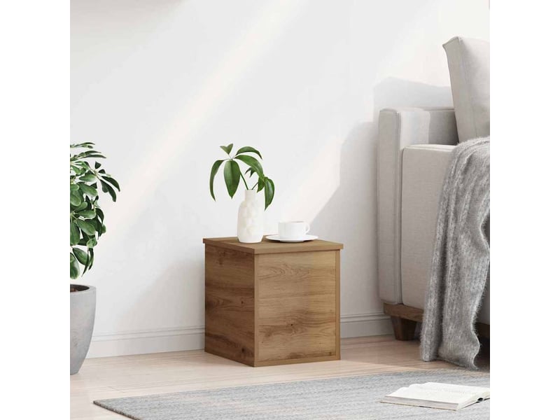  Boîte de rangement, coffre de rangement chêne artisanal 30x35x35 cm  - Conforama D