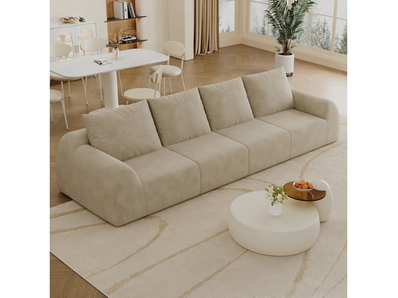  Canapé 4 places 324x95x85 cm en chenille kaki  - Conforama B