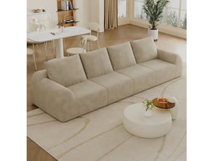 Canapé 4 places 324x95x85 cm en chenille kaki