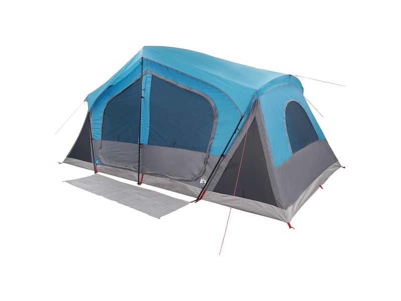  Tente de camping, tente cabane bleu 10 personnes polyester et acier  - Conforama C