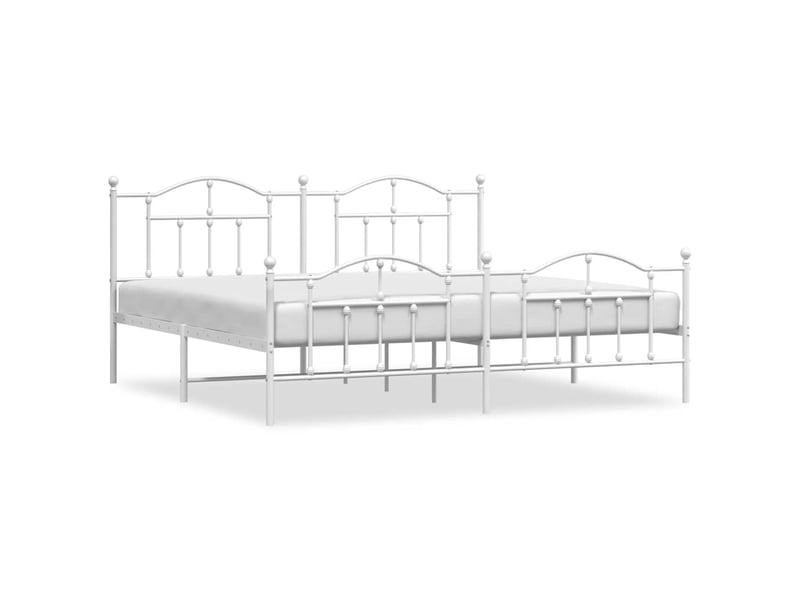 Lit double- lit adulte - cadre de lit métal sans matelas et pied de lit blanc 200x200 cm - Conforama A