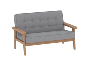 Fauteuil enfant gris, cadre bois, aspect velours, rembourré, pour enfants 3-15 ans