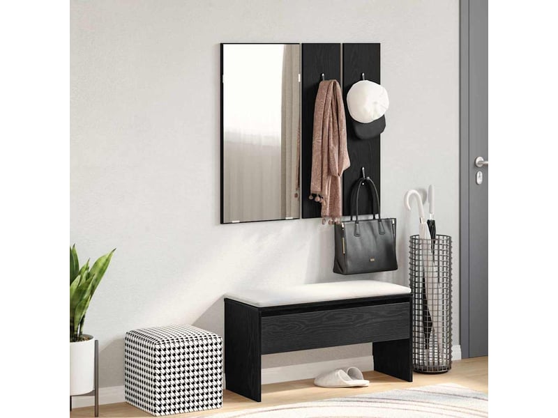  Ensemble de meubles d'entrée 4 pc chêne noir 80x30,5x40 cm  - Conforama B