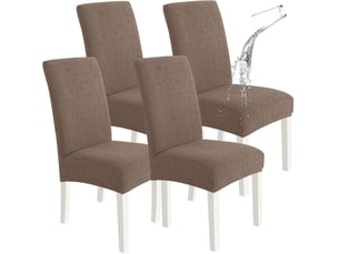 Housse de chaise de salle à manger imperméable – douce, extensible et ajustée – texture ondulée – résistante aux taches et antidérapante – marron