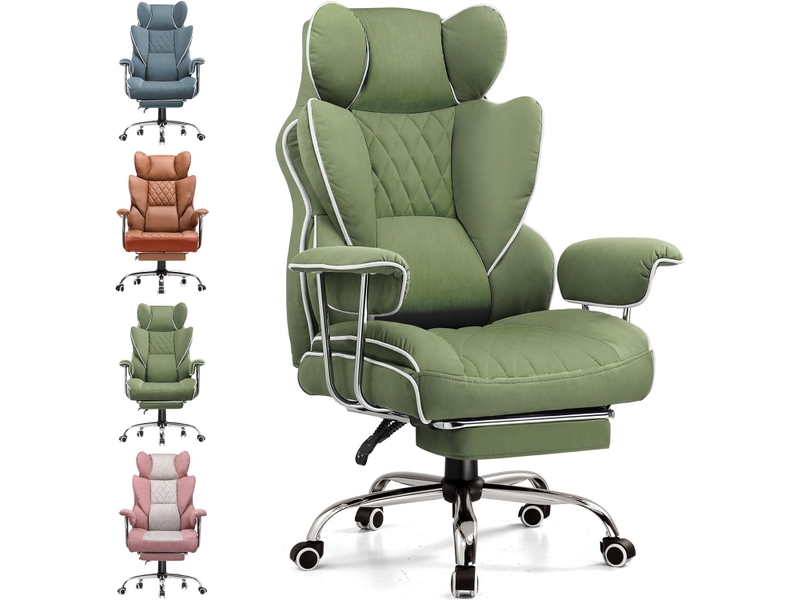  Gtplayer chaise de jeu avec soutien lombaire à ressort, repose-pieds, 180 kg - vert GT205-GE - Conforama A