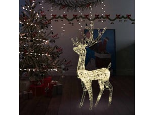 Renne de décoration de noël acrylique 140 led blanc chaud 128 cm