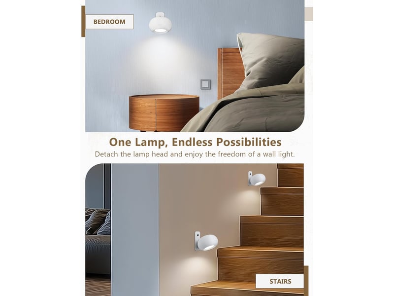  Lampe de table sans fil avec led dimmable – tête magnétique détachable, blanc  - Conforama D
